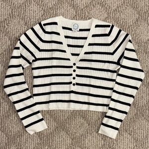 Blue Rain Black and White V-Neck Sweater